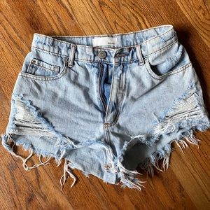 Distressed High Waisted Jean Shorts Size 0
